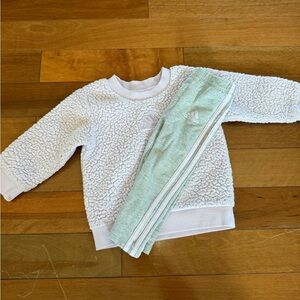 Adidas light purple Sherpa Sweatshirt and Mint Pants Set